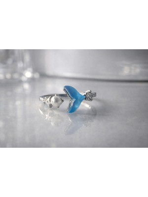 Theory Jewelry Susona Yüzük |deniz Kızı Yüzük | Inci Detaylı Mine| Mavi Yüzük | Ayarlanabilir Kadın Yüzük | Yazlık | Şık Yüzük