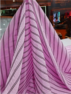 150 En Pembe Siyah Çizgili Gömlek Pantolon Tişört Tunik Yapımına Uygun Pamuk Kumaş