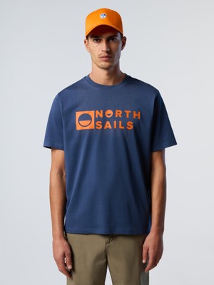 North Sails Regular Fit Bisiklet Yaka Maxi Logo Baskılı Organik Pamuk Tişört