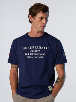 North Sails Regular Fit Vintage Grafik Baskılı ve Nakış Detaylı Kısa Kollu Organik Pamuk Bisiklet Yaka Tişört