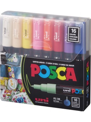 Uni-Ball Posca 0.7 Su Bazlı Boyama Kalemi Markörü 16 Renk