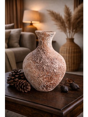 El Boyaması Toprak Testi – Rustik Dekoratif Vazo 29 cm