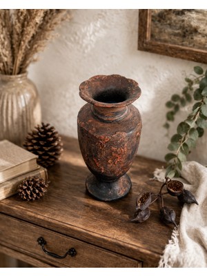 El Boyaması Seramik Vazo – 29 cm | Rustik ve Zamansız Şıklık