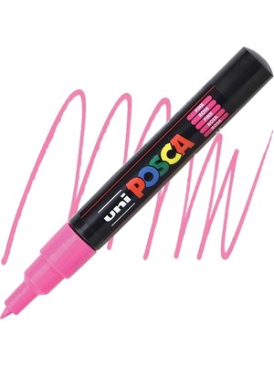 Uni-Ball Posca 0.7 Su Bazlı Poster Markör Kalem Neon Pembe pc-1m (6 Lı Paket)