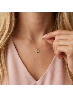 Vaoov 925 Ayar Gümüş Üzeri Altın Kaplama Minimal Lotus Çiçeği Kolye