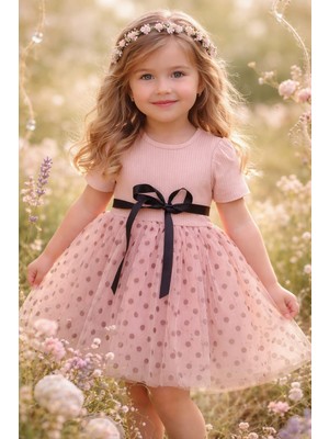 Lina Baby Bloomm Uzun Kollu Kız Bebek Elbise Tül Etekli Fiyonklu Şık Model