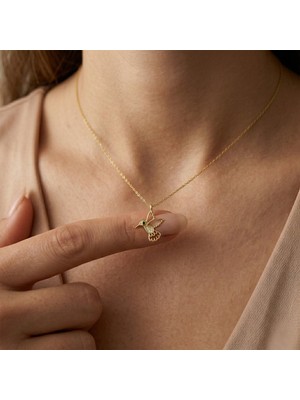 Vaoov 925 Ayar Gümüş Üzeri Altın Kaplama Minimal Kuş Kolye