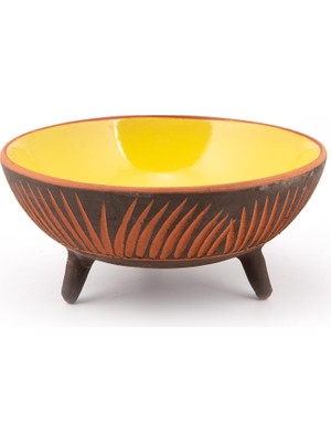 SÜS Dekoratif Sunum Kasesi, Seramik Ayaklı Sunum Kasesi, Servis Kasesi, Servis Tabağı, Kase, Tabak (Sarı, 20 Cm)