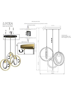 SÜS Fedo 3'lü Lak Sarkıt Avize 3XE27