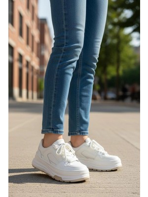 In Step Ropee Street Style Yüksek Taban Beyaz Kadın Sneaker