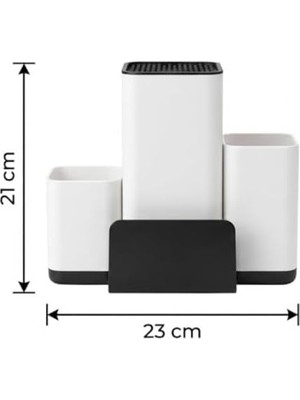 SÜS Bıçak Organizeri ve Mutfak Gereçleri Düzenleyici – Çok Bölmeli Kaymaz Tabanlı Modern Bıçaklık, Ahşap ve Metal Bıçaklara Uygun Saklama Standı, Kaşık Spatula ve Kepçe Düzenleyici