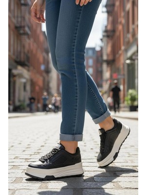 In Step Ropee Street Style Yüksek Taban Siyah Kadın Sneaker