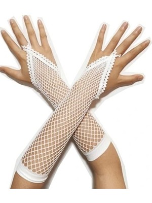 urfakent bilişim ve medya danışmanlık Örgü Beyaz Parmak Arası File Eldiven 26 cm