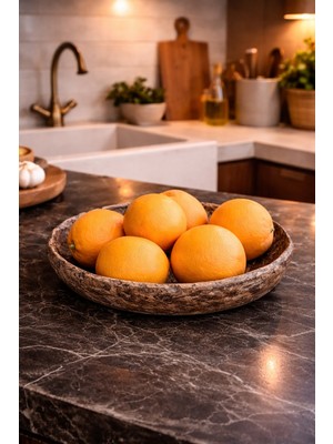 El Yapımı Kırılmaz Dekoratif Oval Tabak / Ekmeklik 19×23 cm