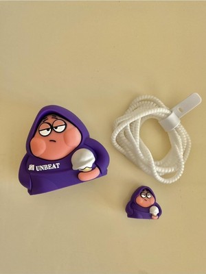 SÜS 18W-20W Şarj Adaptörü ile ile Uyumlu Unbeat Figürlü Şarj Başlığı ve Şarj Kablo Koruyucu Set