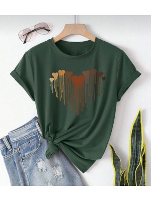 Punix Kids Özel Seri Kalbin Kalpleri Baskılı Yeni Trend Kız Çocuk Şık T-Shirt