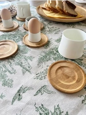 SÜS 6ADET Bambu Çay Tabağı, Çay Bardağı Altlığı, Estetik Sunum Sunumluk, Doğal Malzeme, Çevre Dostu ve Şık Tasarım (Yuvarlak)