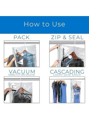 SÜS 3'lü Askılı Vakumlu Hurç Elbise Torbası Kılıfı 145X70 105X70 90X60 Vakumlu Gamboç Kıyafet Koruma ve Saklama Çantası Dolap Düzenleyici Organizer