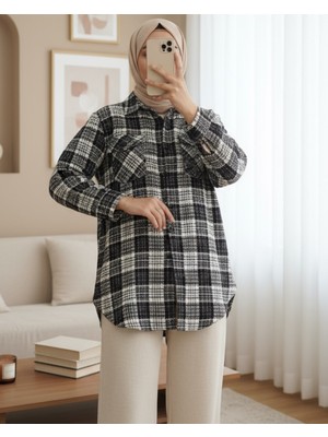 Modamorfo Kapaklı Cepli Tüvit Gömlek    -Siyah