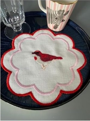 SÜS Pip Studio Kuşlu Kokteyl Peçete Tekli (Kırmızı Pembe)