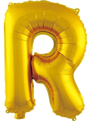 SÜS R Harfi 16 Inç Renk Folyo Balon 36 cm (Altın)