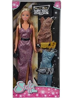SÜS 105733207, Steffi Glitter Style Oyuncak Bebek Set, 29 Cm, 12 Parça Aksesuar, Parıltılı Elbise, Steffi Simli Tarz