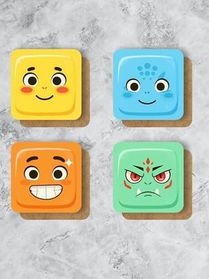 SÜS Pokemon Temalı Bardak Altlığı Ahşap Baskılı Altlık 4'lü Set (9 X9CM) KARBONNM51