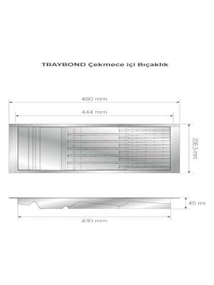 SÜS Mutfak Çekmece Içi Antresit Modüler Bıçaklık 20,5cm x 48CM (Boydan 4cm Kesilebilir)