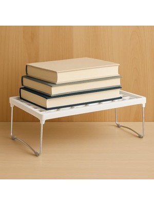 SÜS Mini Dikdörtgen Raf Düzenleyici – Pratik Mutfak & Dolap Organizeri, Katlanabilir Metal Ayaklı Dayanıklı Raf (30X15X14 Cm)