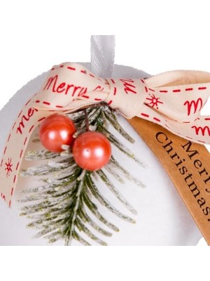 SÜS Yılbaşı Topu Yılbaşı Dekorlu 3'lü Set Beyaz 8 Cm.