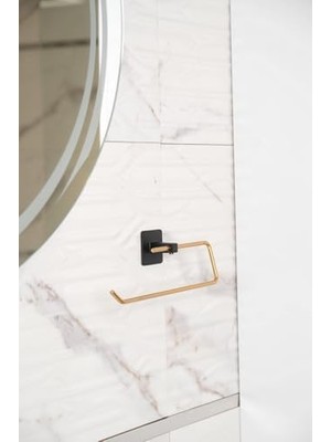 SÜS Yapışkanlı Kare Açık Solo Havluluk Havlu Askısı Altın Siyah S-110