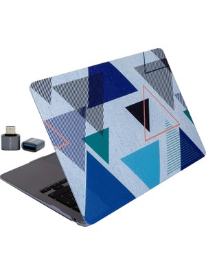 SÜS Air Kılıf 13 Inç M2 M3 M4 Uyumlu A2681 A3113 A3240 Geometrik Desenli Ince Sert Kapak Tpu Lazer Baskılı Çizilme Dayanımlı Koruyucu Kaplama Lacivert Mavi