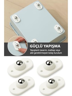 SÜS Bilyeli Eşya Kaydırma Aparatı 4’lü Set – Çelik Bilyeli Mobilya Aparatı, Kendinden Vidalı Zemin Koruyucu Mobilya Kaydırıcı, Masa Dolap Hareket Kolaylaştırıcı Beyaz Mobilya Aksesuarı