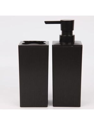 SÜS Gri Renkli Plastik Sabunluk ve Diş Fırçalık Seti (Siyah)