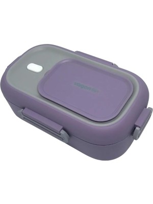 SÜS Bento 550ML Lunchbox Tek Katlı Çelik Sefer Tası Yemek Kutusu (Mor-Gri)