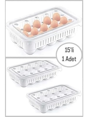 SÜS Plastik 15'li Yumurtalık Beyaz, Kapaklı, 28X18X7 cm