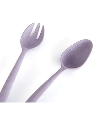 SÜS Salata Kaşık,çatal Seti Bambu Çevreci Model,mor