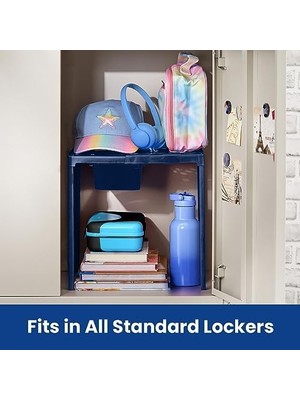 SÜS Lockermate Ayarlanabilir Raf Dolap Rafı ve Düzenleyici, Dolabınıza Uyacak Şekilde Uzatılır, Kullanımı Kolay, Okul, Iş, Spor Salonu Için Mükemmel, Saklama Çekmecesi Dahil, Mavi (5025-NVY)