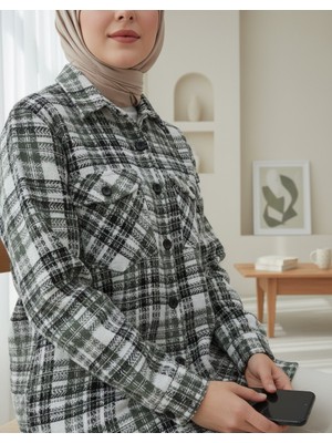 Modamorfo Kapaklı Cepli Tüvit Gömlek  -Haki