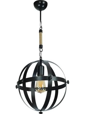 SÜS Dünya Tekli Halatlı Avize Siyah