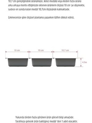 SÜS Mutfak Çekmece Içi Kaşıklık, Tek Bölmeli Modül 11CM x 48CM