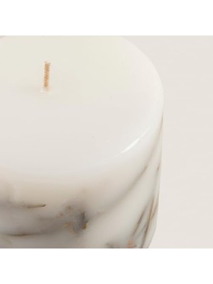 SÜS Yaprak Dekorlu Mum 10X10 cm Cream