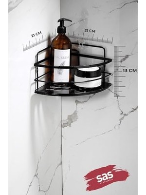 SÜS Yapışkanlı Ömür Boyu Paslanmaz Kristal Ayarlanabilir Raf Banyo Düzenleyici Şampuanlık Lk-01 Ss