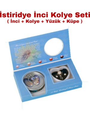 Direkstoktan Istiridye Inci Seti / Inci + Kolye + Yüzük + Küpe Seti - Pearl Oyster Set / Anneler Günü Hediyesi