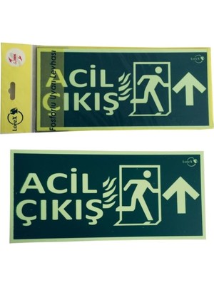 SÜS Lr-Fu Acil-Çıkış Yazılı Yukarı Ok Yön Gösteren Fosforlu Yön Levhası (1)