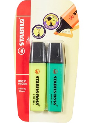 SÜS Orıgınal - Fosforlu Kalem - 2'li Blister - Çeşitli Renkler