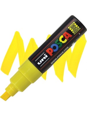 Uni-Ball Posca Su Bazlı Boyama Kalemi 8.0 Poster Markörü 8.0 Mm Sarı pc-8k (6 Lı Paket)
