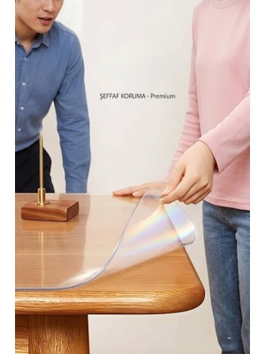 Rona Home Özel Kesim Şeffaf Masa Koruyucu 1.3 mm | Kaymaz Pvc Masa Örtüsü | Cam Görünümlü Leke Tutmaz