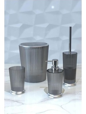 SÜS MSAS0825MGNELY 4lü Banyo Seti, Şeffaf Mat Gümüş Kaplama