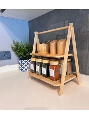 SÜS 2 Katlı Dikdörtgen Bambu Servis Sunum Seti Büyük Boy, Kuru Pasta, Kurabiye ve Kek Sunumları Için Büyük Boy (38CM-30CM-22.5CM)